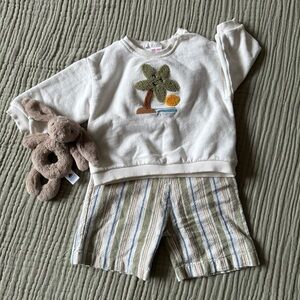 Sweatshirt and overall set